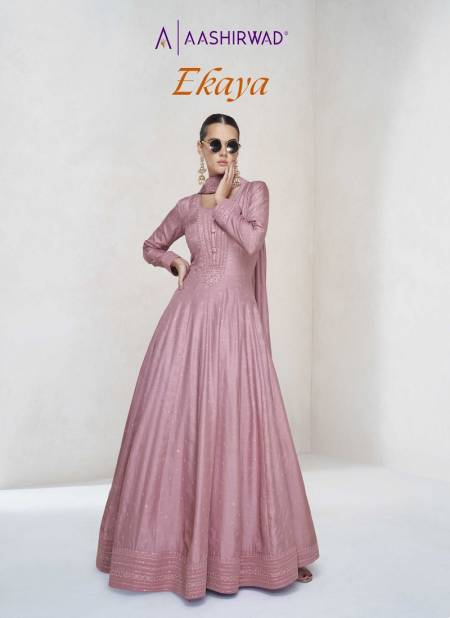 Ekaya By Aashirwad Premium Silk Gown With Dupatta Wholesalers In Delhi